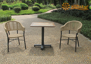 Garden Furniture Alum Ceramic Table and Rope Chair Set SR-19